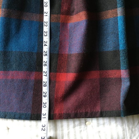 70's Vintage Plaid Midi Skirt Women's XS Wool Blend High Waist - Picture 3 of 13